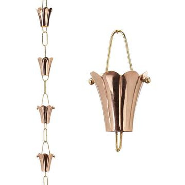 Fluted Flower Pure Copper Rain Chain Decorative High End Sculptural